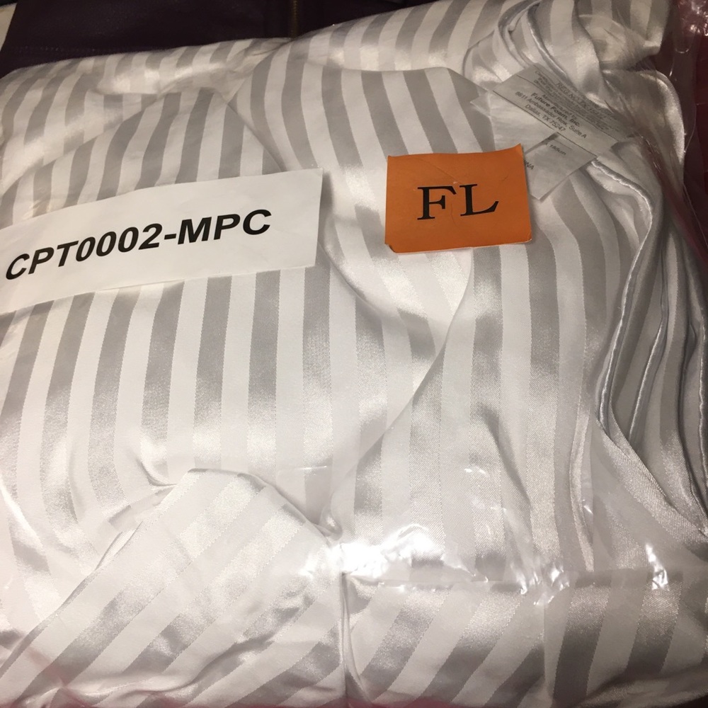 Gel mattress pad cover in striped satin